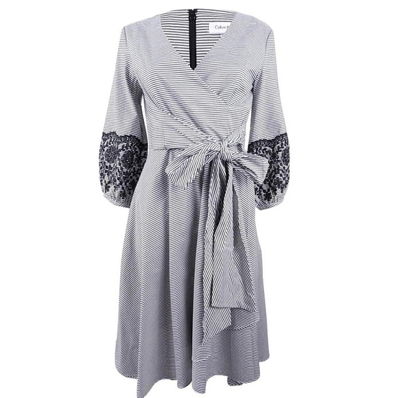 CALVIN KLEIN | $148 Striped Fit & Flare Midi Dress - Picture 2 of 6